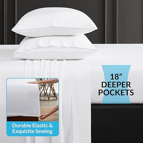 Miniatura 2 de Sábanas y fundas de almohada Coldest  100% bambú con bolsillos profundos de bambú, sábanas de lujo extra suaves y transpirables, resistentes a la