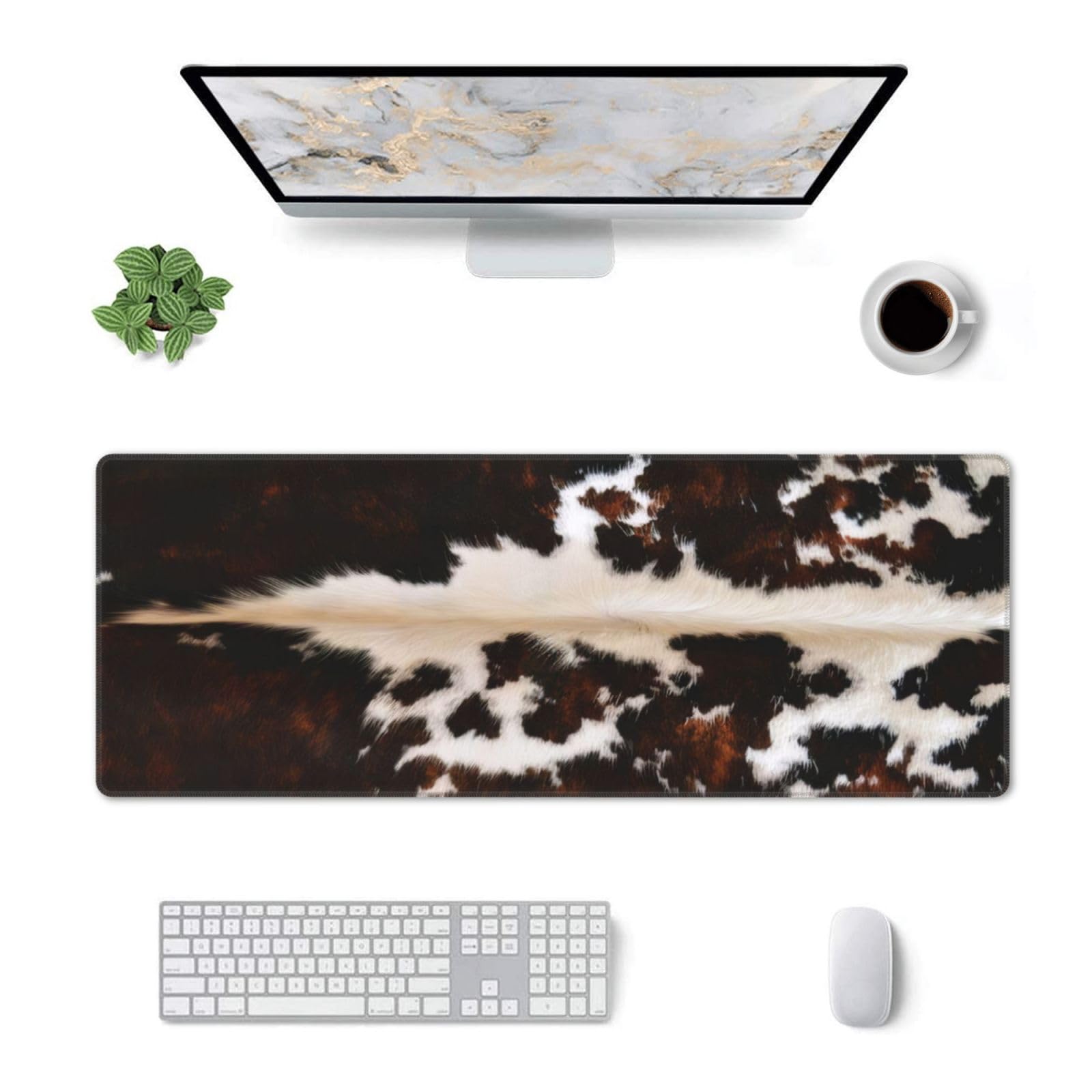 Large Gaming Mouse Pad With Western Cowboy Design - 31.5x11.8 Inch Desk Mat With Stitched Edges