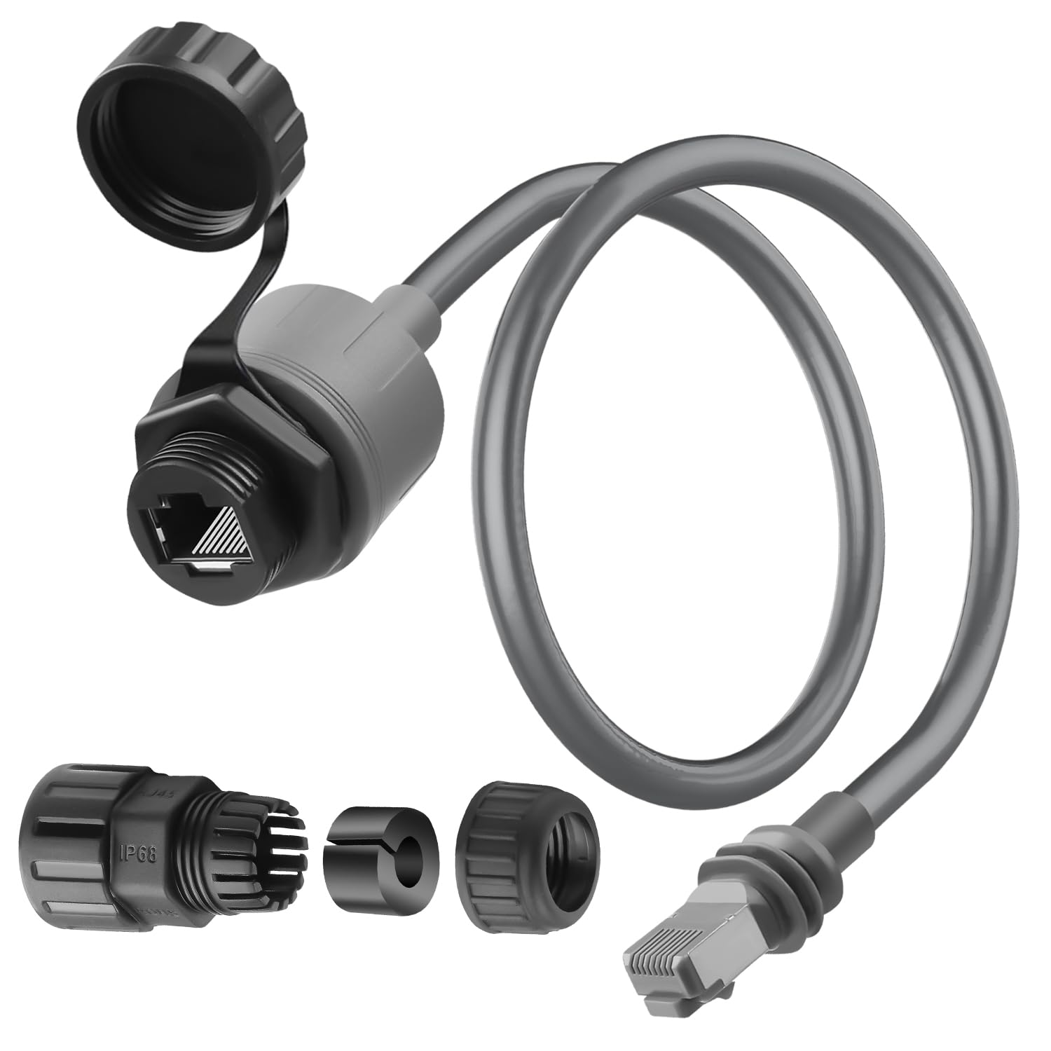 QIANRENON V3 adapter Ethernet wodoodporny kabel montażowy do Starlink Gen 3 / Mini zewnętrzne wodoodporne złącze standardowe wtyczka V3 na gniazdo RJ45 konwerter sieciowy Cat6a 1000 Mbps, 0,5 m