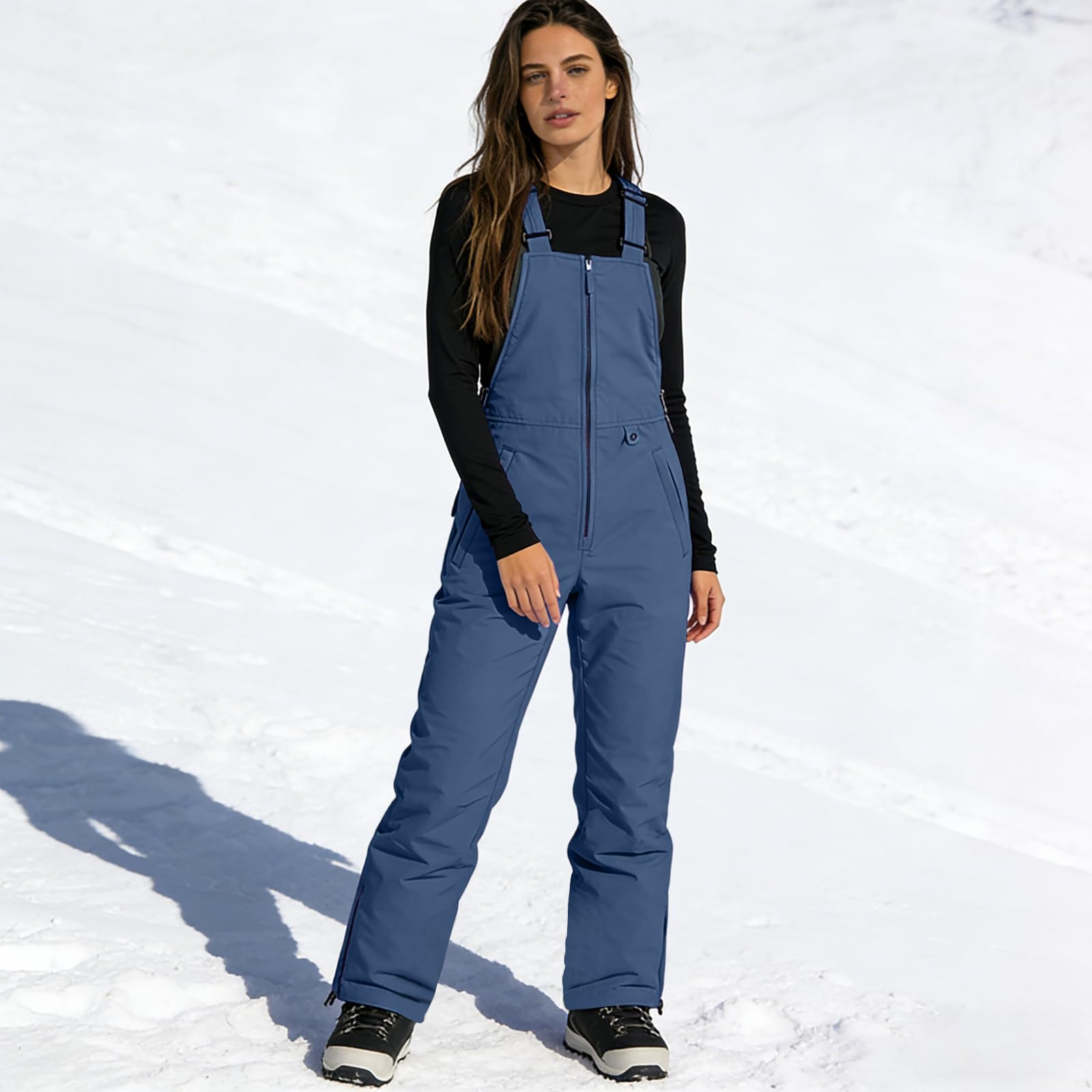 Generisch Snowboardhose Damen Baggy Mit Latz Skihose Damen Wasserdicht Verstellbar Schneehose Winter Warm Skihosen Cargo Latzhose Ski Hosen Gefüttert Thermohose Outdoor Wanderhose Latz Funktionshose