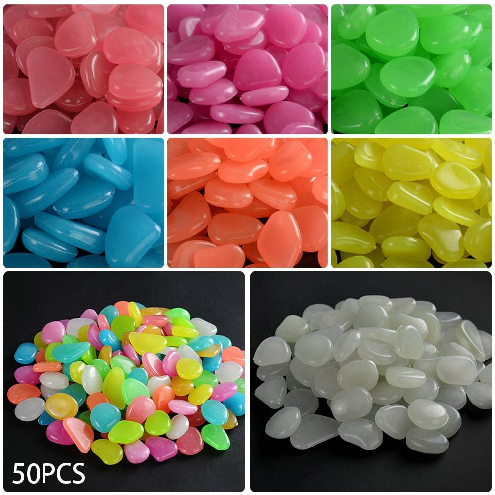 RANRAO Lot de 200 galets phosphorescents pour décoration d'intérieur, allée, aquarium, jardin, terrasse et aquarium