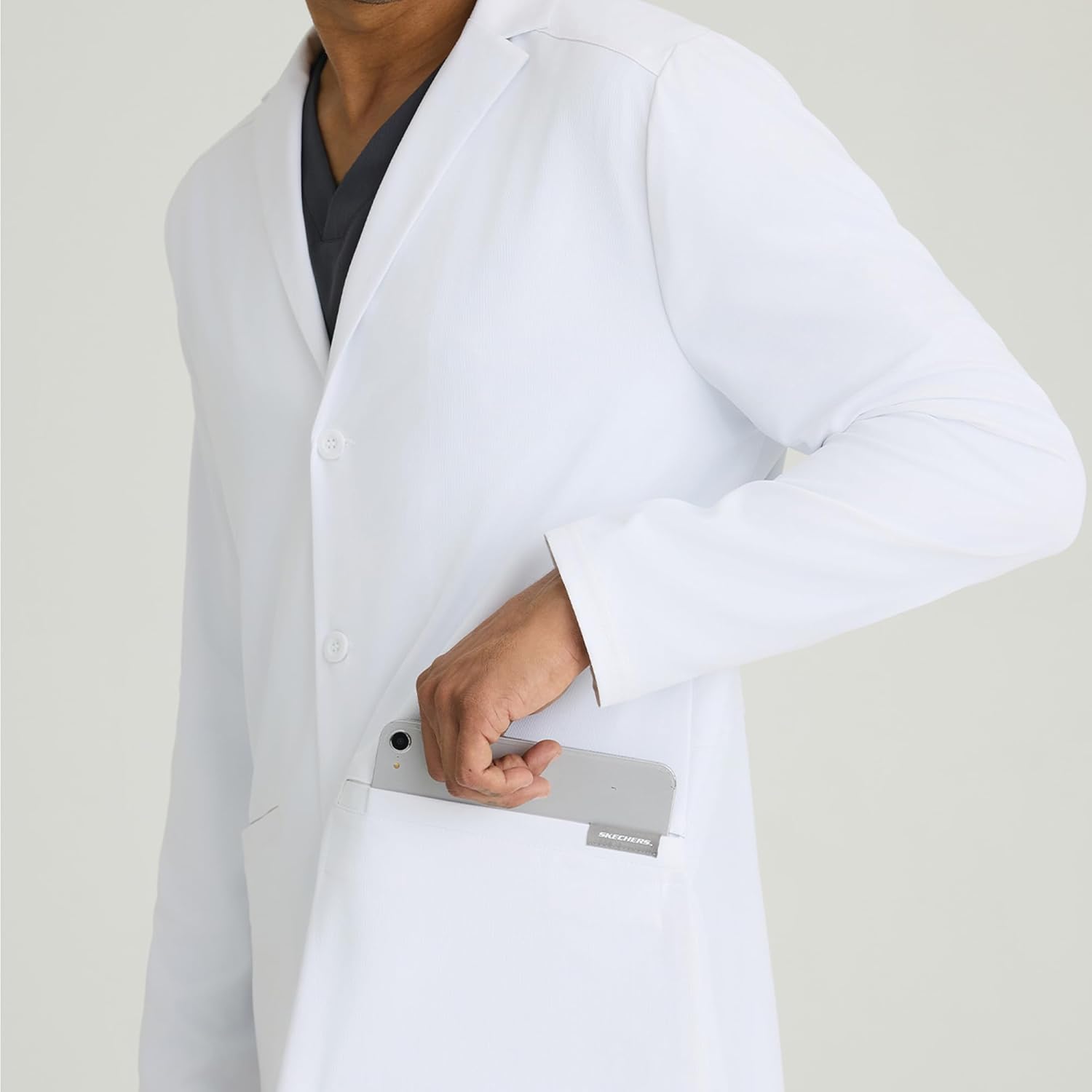 Skechers by BARCO Emerge Lab Coat for Men – 3-Pocket Medical Scrub Coat with 2-way Natural Stretch & Soil Release Fabric