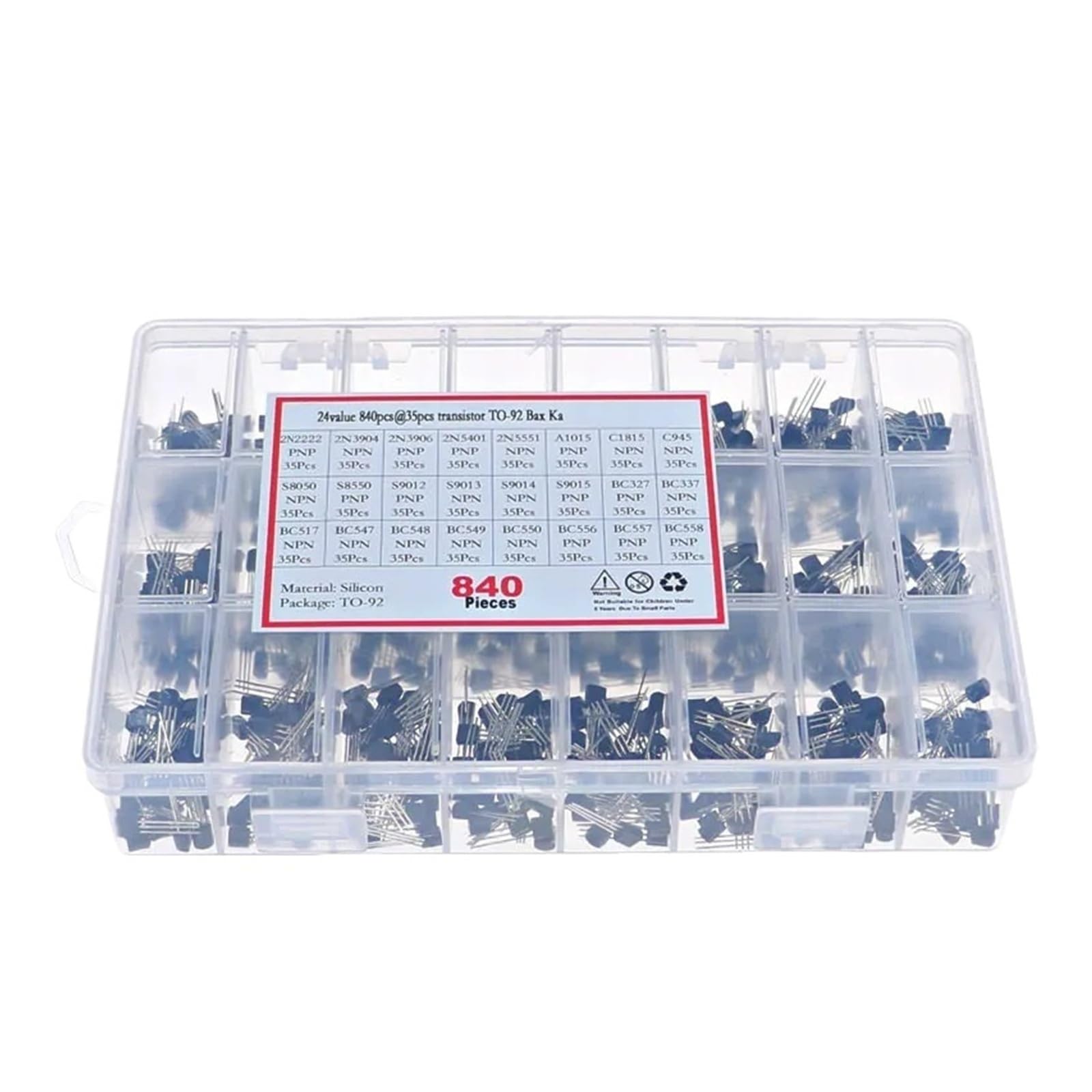 840 piezas/caja 24 valores TO-92 Kit surtido de transistores