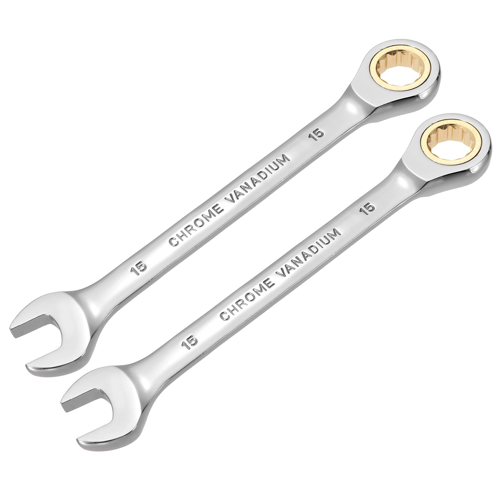 Clé à cliquet 15 mm pour écrous difficiles d'accès | Lot de 2 clés CR-V