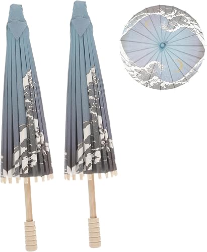 PACKOVE Paraguas de papel japonés, juego de roles, juguetes japoneses, decoración japonesa, sombrilla de papel aceitado, sombrilla de papel luna,