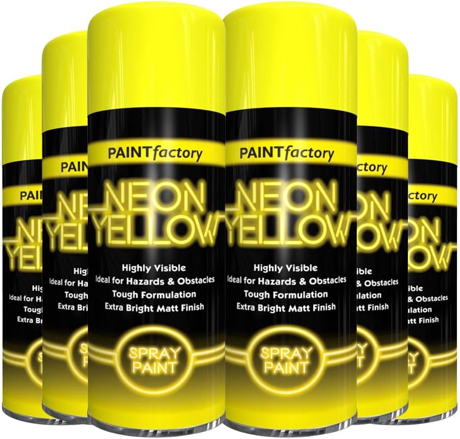 Classic Signature 6 x Yellow Neon Spray Paint 400ml Fluorescent