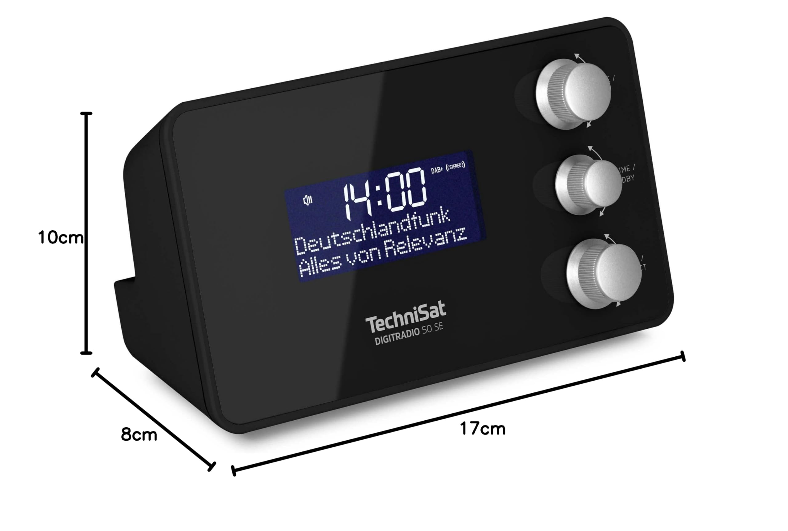TechniSat DIGITRADIO 50 SE - Radio Despertador (Dab+/FM, Pantalla Regulable, Despertador, función Snooze, Temporizador de sueño, 1,5 vatios, Salida para Auriculares, Carga USB) Negro