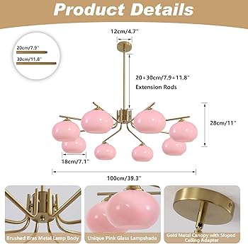 KCO Lighting 8 Lights Pink Bubble Chandelier Modern Kitchen Island