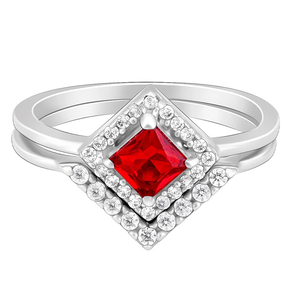 Buy GIVA 925 Sterling Silver Princess in Red Ring, Fixed Size, Indian 12, US 6 Gift for