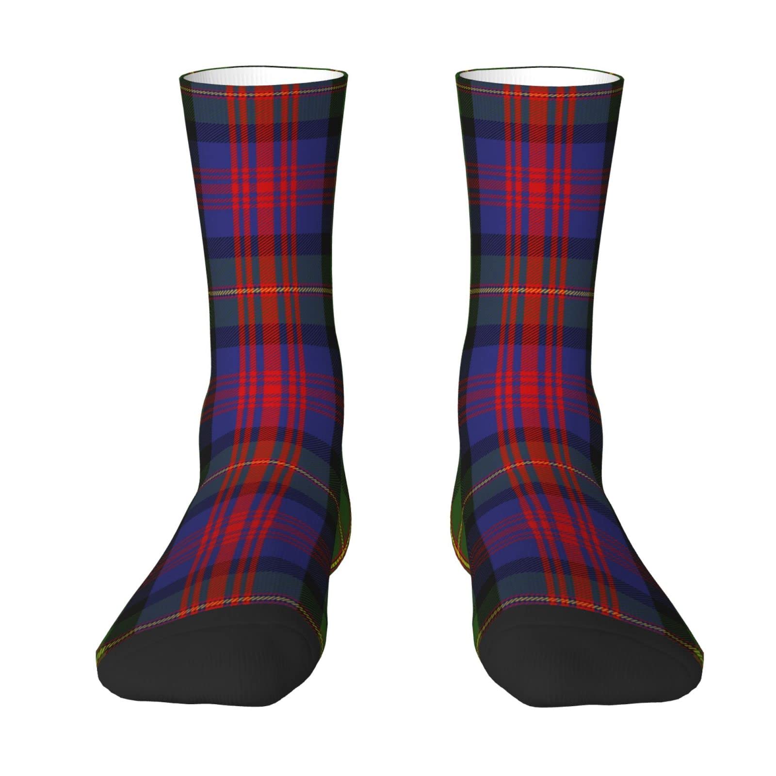 CHJDOFong Scottish Maclennan Plaid Tartan Crew Socks for Men Women, Athletic Socks Novelty Fashion Casual Tube Sock Sports Dress Socks