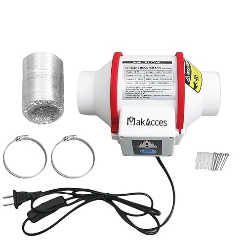 Miniatura 1 de Potente ventilador de conducto de 3 pulgadas con tubo de 1.5M, motor de cobre, flujo de aire mejorado, bajo nivel de ruido para extracción eficiente