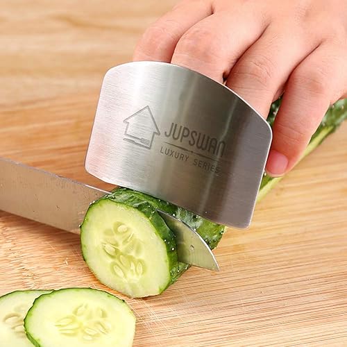 Miniatura 6 de Jupswan Protectores de dedos para cortar herramienta de cocina, protector de dedos de acero inoxidable para evitar daños al cortar y cortar en