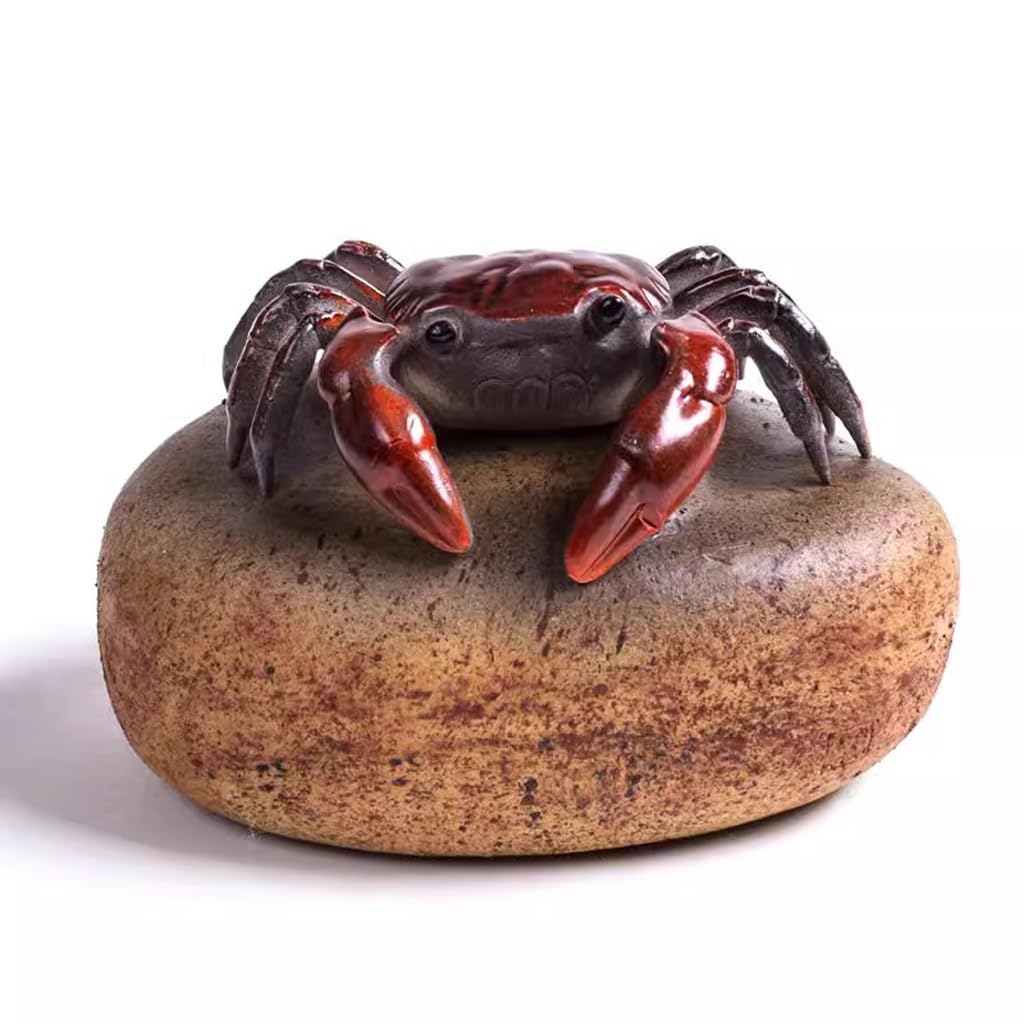 ENGENDER Kung Fu Tea Pet Handmade Tea Pet Crab Statue Desktop Ornaments Set Accessories Play Purple Clay Home Decoration