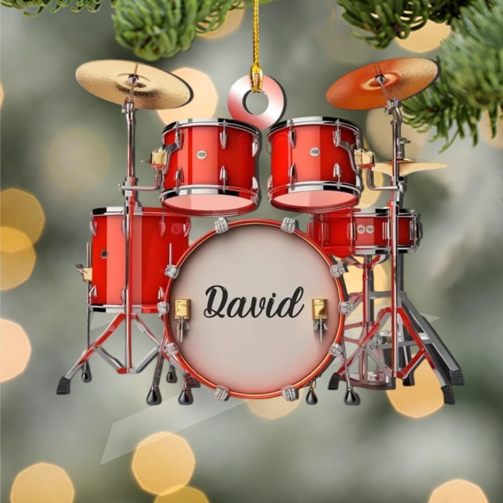Personalized Drum Set Ornaments for Christmas, Customized