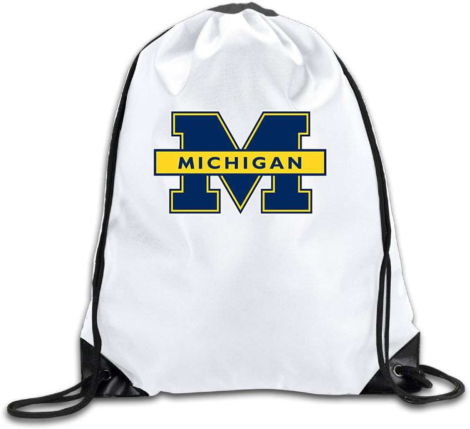 Michigan University Men's Women's Shoulder Drawstring Bag Backpack String Bags School Rucksack Gym Handbag