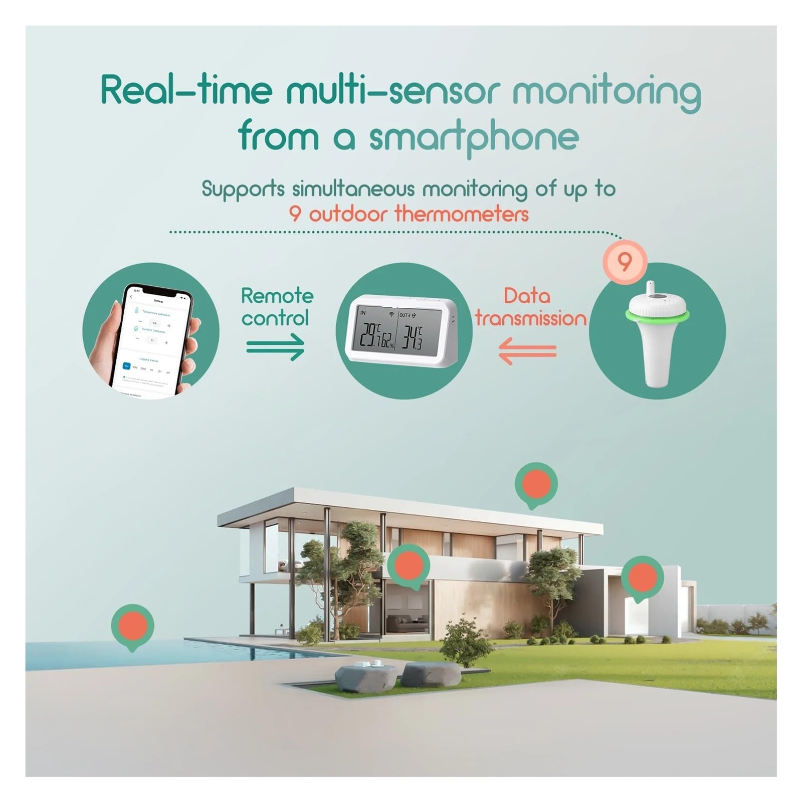 Termómetro inalámbrico de Piscina de Segunda generación con WiFi IBS-M2, termómetro Flotante Digital Impermeable for Estanque de SPA.