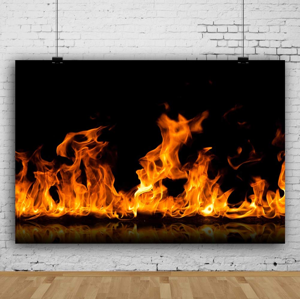 8x6ft Burning Fire Flame Backdrop - Vinyl Photography Background For Parties & Photos