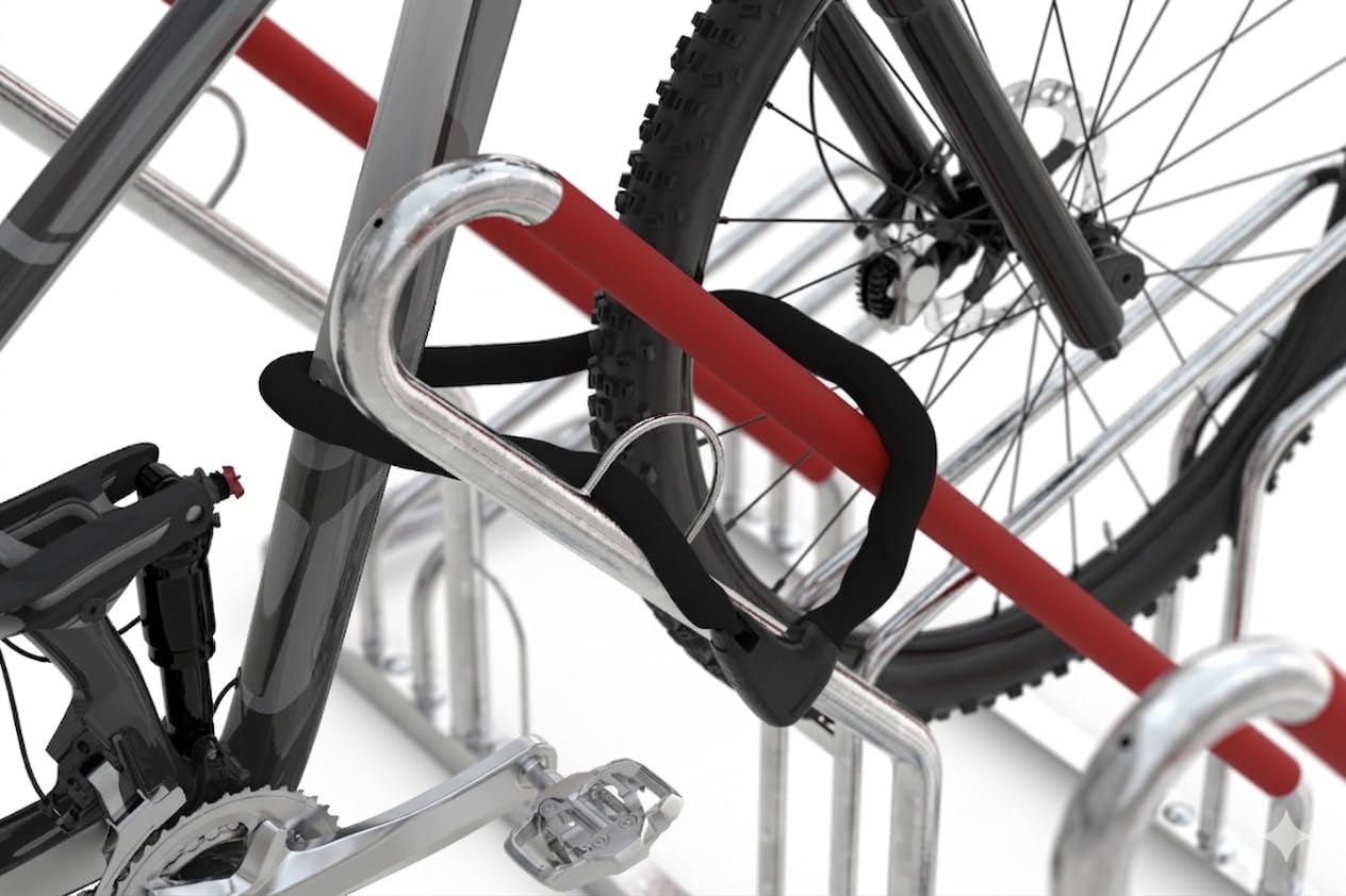Anlehnparker 2506 XBF | Fahrradständer einseitig | für 6 extra breite Fahrräder | erweiterbar | Abwechselnde Hoch-/Tiefeinstellung | mit Anlehnbügel | Fahrradparker Bodenparker Mehrfachständer