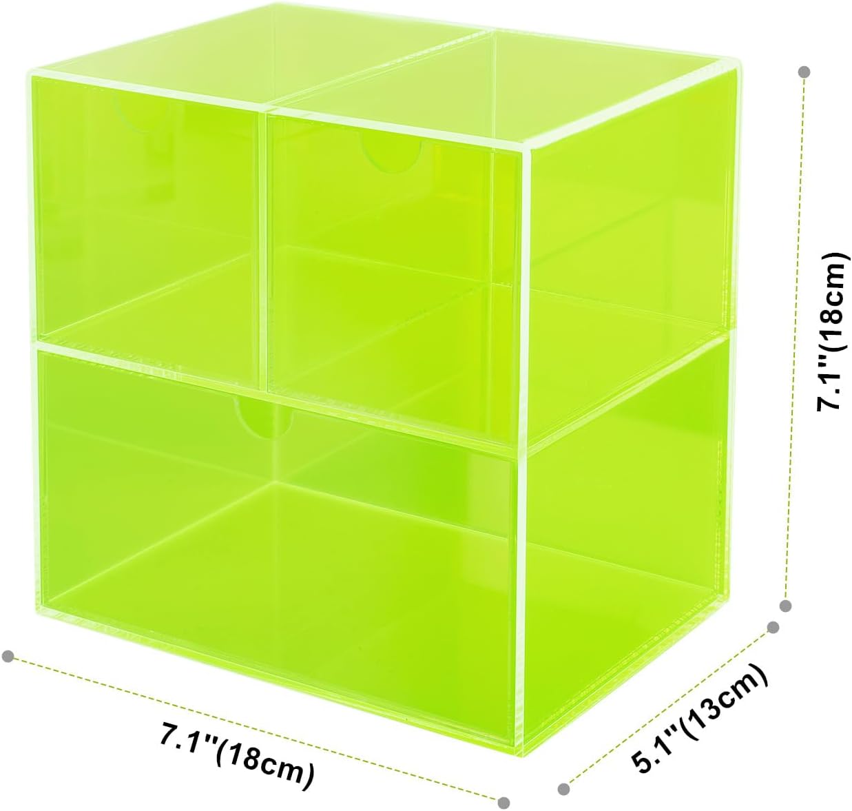 Gelite Desk Organizer with 3 Storage Drawers for Makeup Office Acrylic Desktop Drawer Organizer for Vanity Office Organization and Storage Box, Neon Green