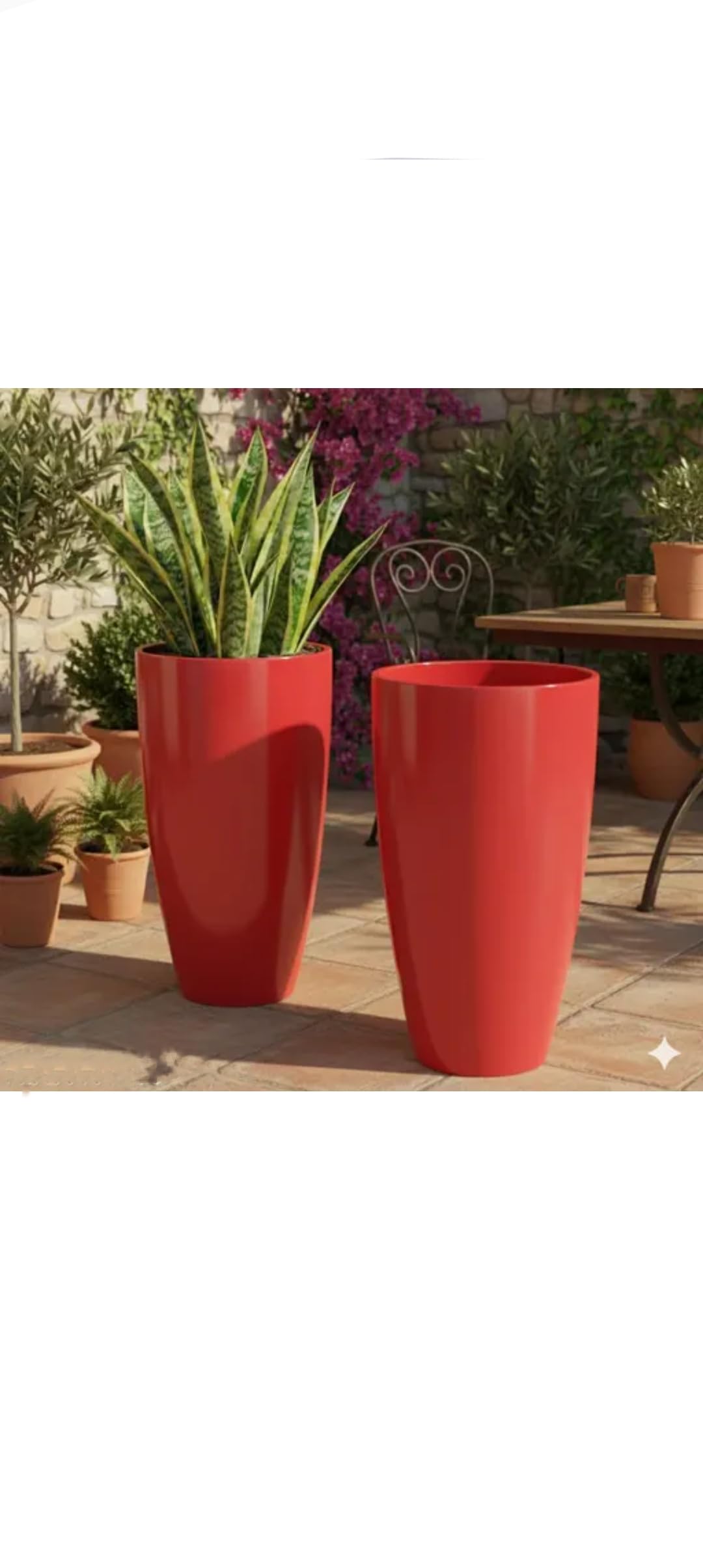 Plastic Tower Pot 14 inch Flower Pot for Home Office Garden Balcony (2 Pc Pack) Red Colour-image-36