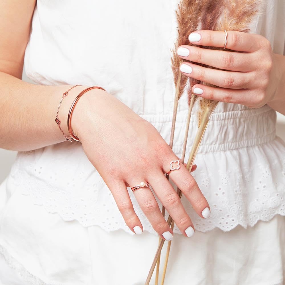 Ring für Damen von JEWLIX aus 925er Silber mit Perle, IP Rosé (Größe: 60mm)