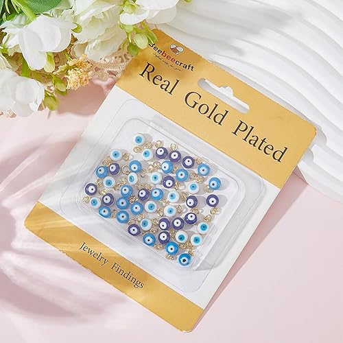 Miniatura 6 de Beebeecraft 45 dijes de mal de ojo de 3 colores esmaltados azul chapado en oro de 18 quilates, dije turco contra el mal de ojo para hacer joyas,