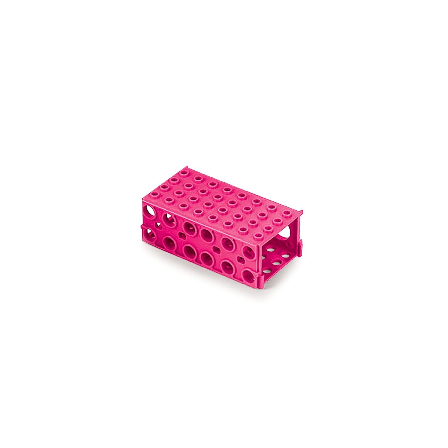 Globe Scientific 456940P TUFFBLOK Polypropylene 4-Way Link Together Tube Rack, Pink, Pack of 5