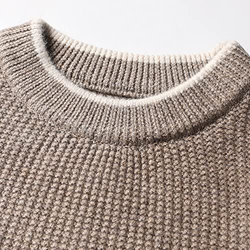 Relaxed Fit Cable Ribbed Pullover Oversize Vintage Sweaters Unisex Crewneck Knitted Tops Men's Knitted Sweater Loose Coffee3