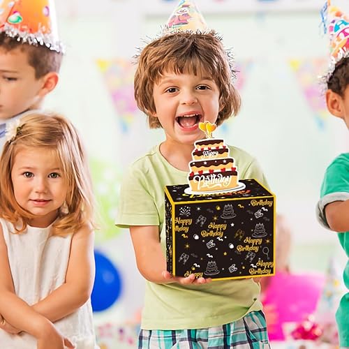 Miniatura 6 de Happy Birthday Money Box for Cash Gift Pull, Black and Gold DIY Birthday Money Box, Surprise Gift Box for Parents, Lovers, Kids and Friends,