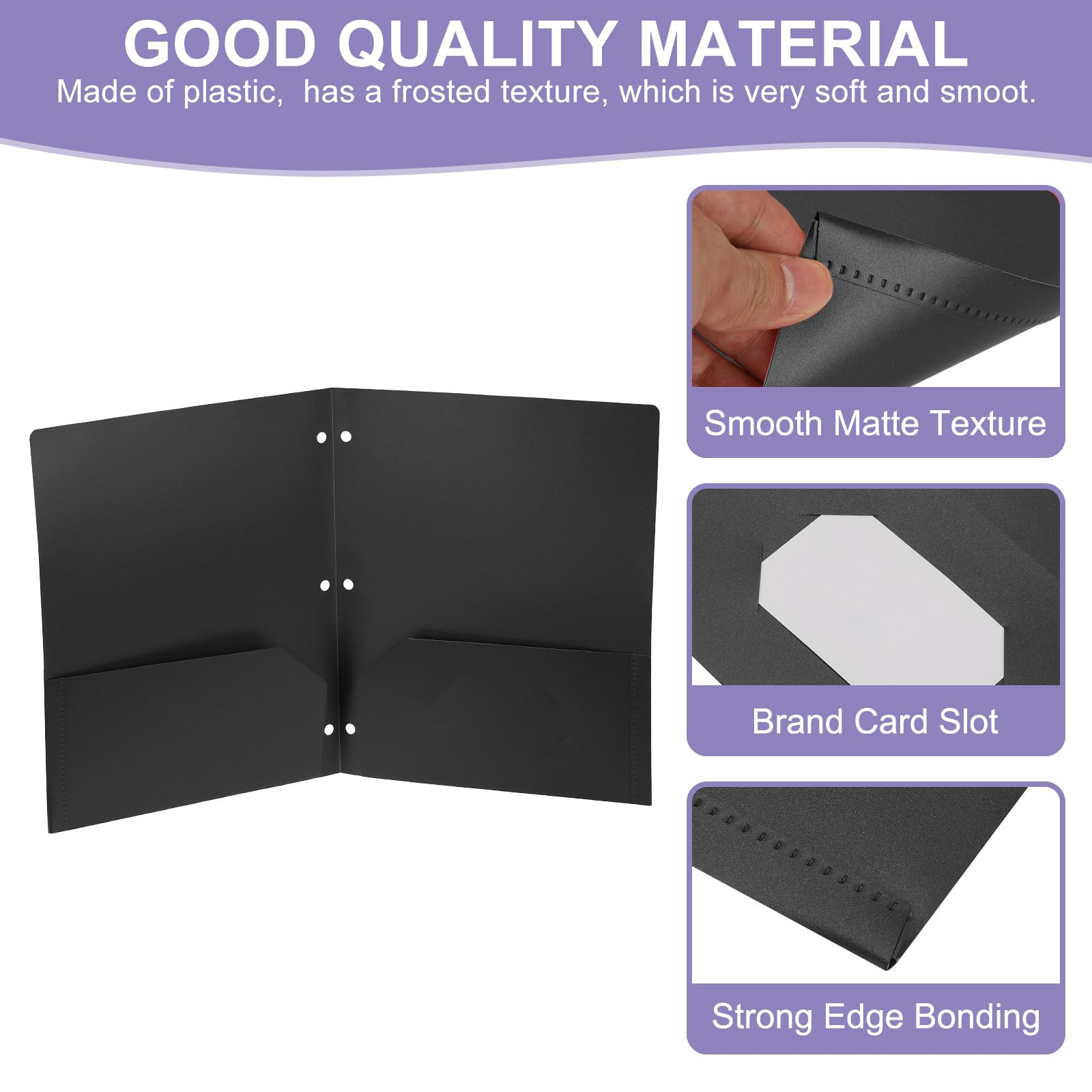 PATIKIL 24 Pcs Plastic Two Pocket Folders, 3 Hole Punch Durable Heavy Duty 2 Pocket File Folders - Image 3