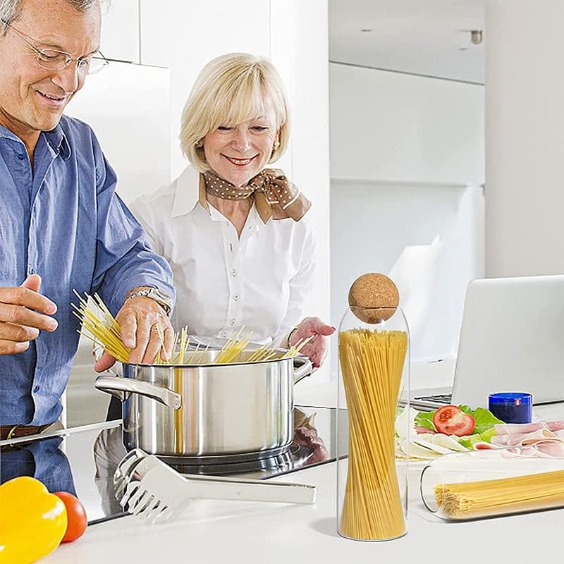 Miniatura 6 de GENIGW - Recipiente de almacenamiento de alimentos de vidrio con tapa hermética de corcho para almacenamiento de alimentos transparente para cocina