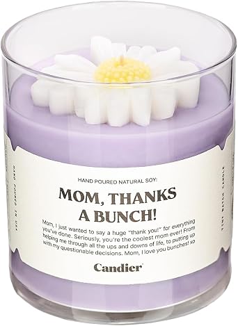 Mom Thanks a Bunch Candle Clean-Scent Luxury Soy Wax Candle with a Beautiful Hand-Placed Wax Flower - Candier by Ryan Porter
