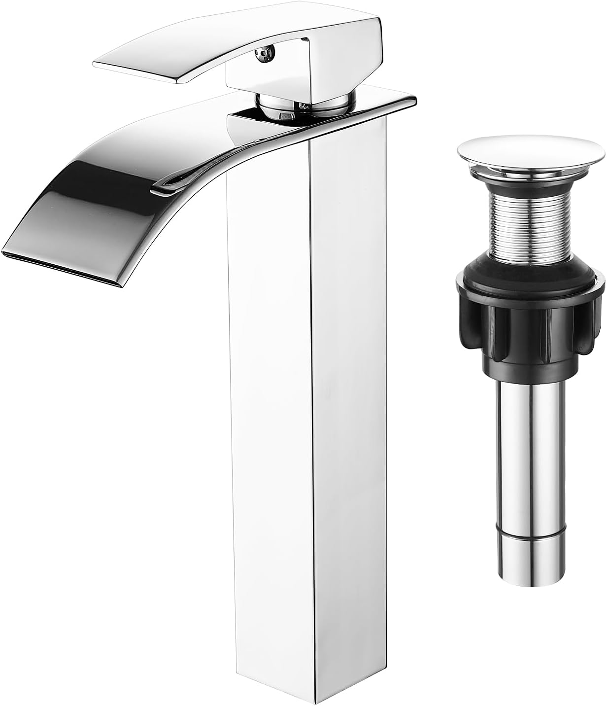 GENBONS Vessel Sink Faucet Chrome Bathroom Faucets Tall Waterfall ...