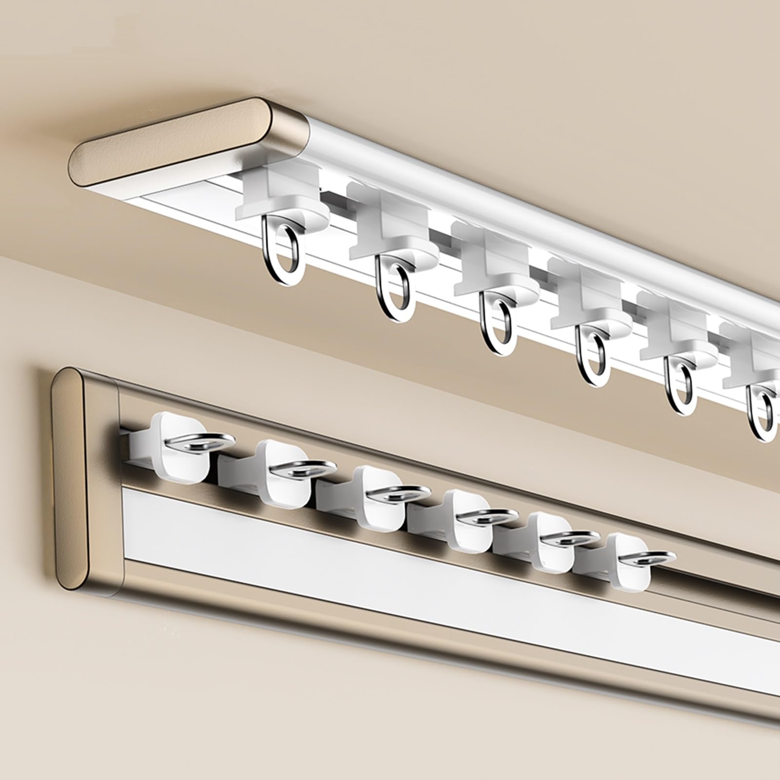 Ultra-Thin Curtain Track, Aluminium Ceiling Track For Curtains, Sliding Curtain Rail For Window Room Divider, Wall Divider Curtain, Curtain Single Tracks(White,16.1FT/490CM)