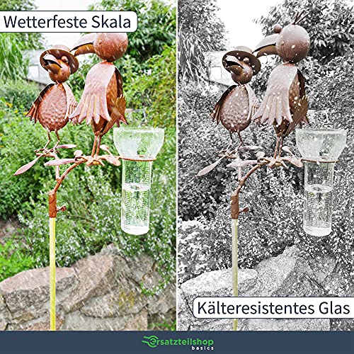 Foto von ersatzteilshop basics Regenmesser Ersatzglas [35 mm/m²] - Regenmesser Glas mit Halterung passend für Frosch, Rabe und Maus - Regenmesser für Garten frostsicher