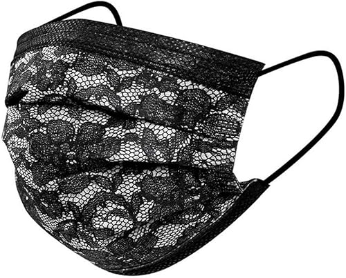 Mascarilla desechable, mascarilla desechable para adultos, de moda, de encaje, protección desechable, de tres capas, transpirable (50 unidades)