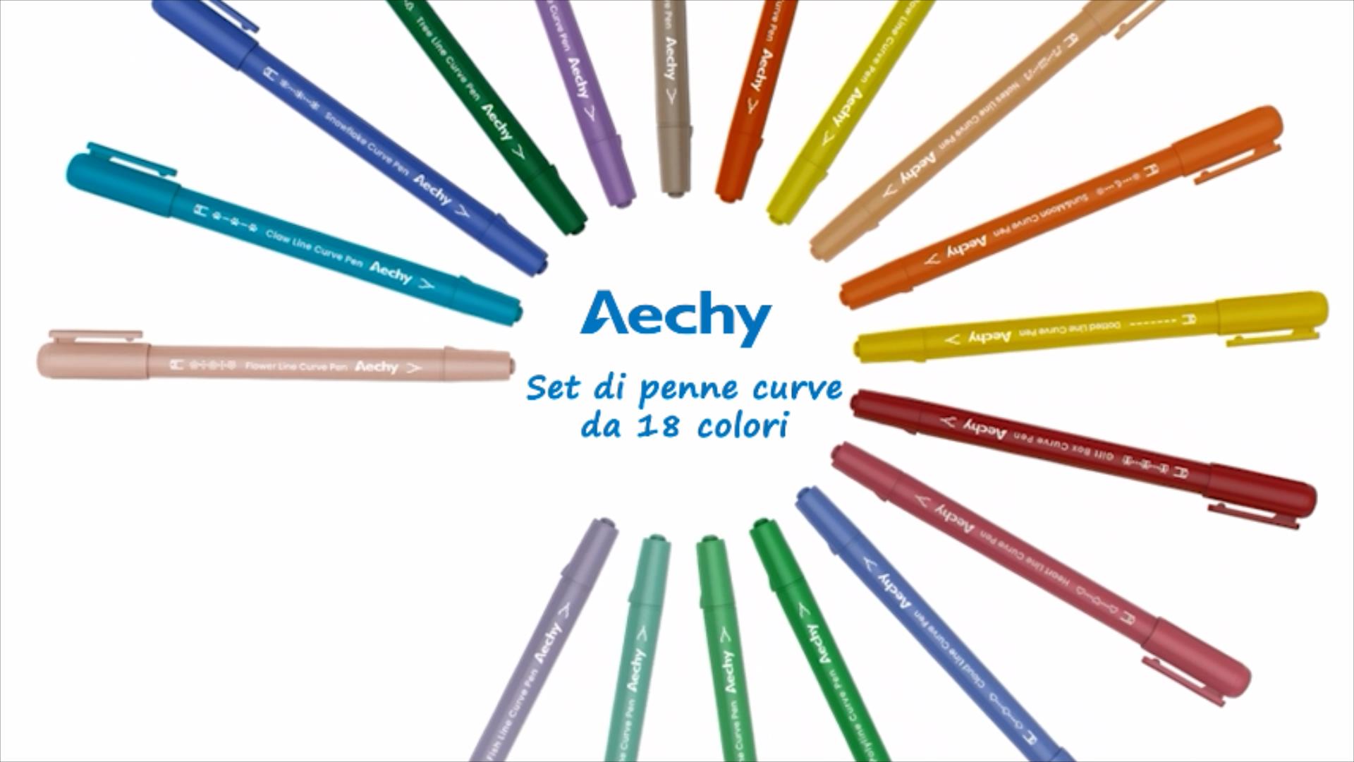AECHY Penne Curve Colorate per Appunti, Pennarelli Doppia Punta con 8 Forme di Curve e Linee Sottili 8 Colori, Set Pennarelli Evidenziatori Curve, per Bambini, Diario, Album di Ritagli (Arcobaleno