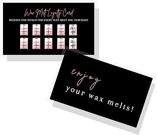 Wax Melt Loyalty Thank You Card | 50 pk 2 x 3.5” Wax Melt Supplies Homemade Customer Discount Card Minimalist How To Care for wax cube mold clamshell wickless warmer candle scents