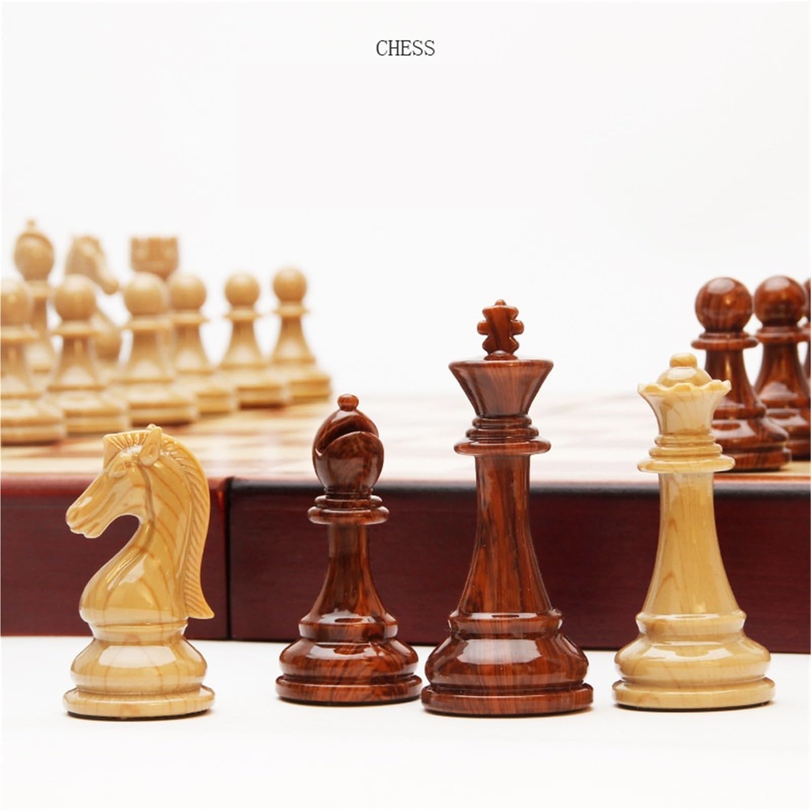 Grand Jeu d'échecs Pliant 2 en 1 Imitation Acrylique échecs