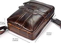 Vista 3 de Bolso bandolera vintage de piel de vaca para hombre, Marrón oscuro