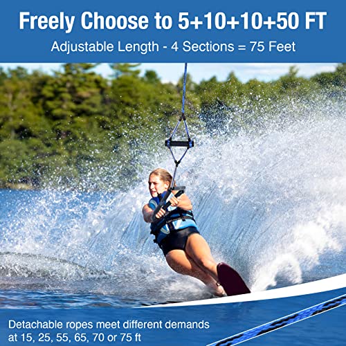 Image of Affordura Wakeboard Rope with Dual Handles, 75 FT 4-Section