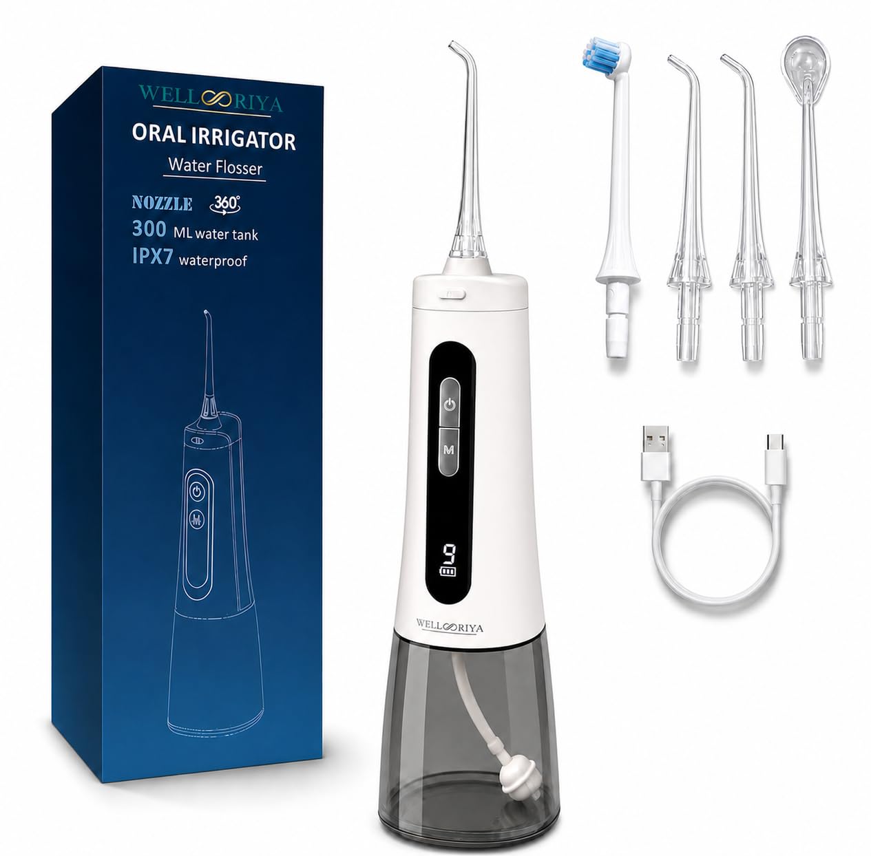 Water Flosser - Dispositivo de hilo dental inalámbrico recargable (blanco)