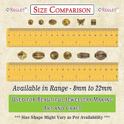 Image of 340 Pcs Golden Antique Beads for Jewellery Making Kit, Beads for Bracelet Making Kit, Beading, DIY Beadwork, Crafting, Embroidery, Bead Craft - 12 Designs, Acrylic, 280g, Pearls for Craft
