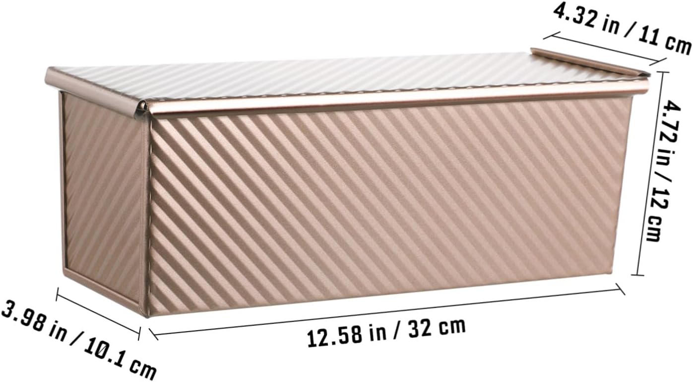 750g Metal Corrugated Loaf Pan with Lid Non-stick Bread Baking Mold for Homemade Toast Even Heat Distribution Enhanced Baking Efficiency Kitchen Gadget for Enthusiasts