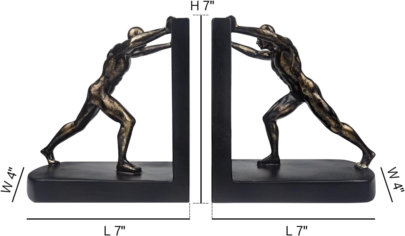 LIFFY Man Decorative Book Ends,7" Resin Non Skid Bookends for Heavy Books,Bookends for Shelves Decorative,Creative Shelf Decorations to Hold Books for Bookshelf,Home,Office,Study