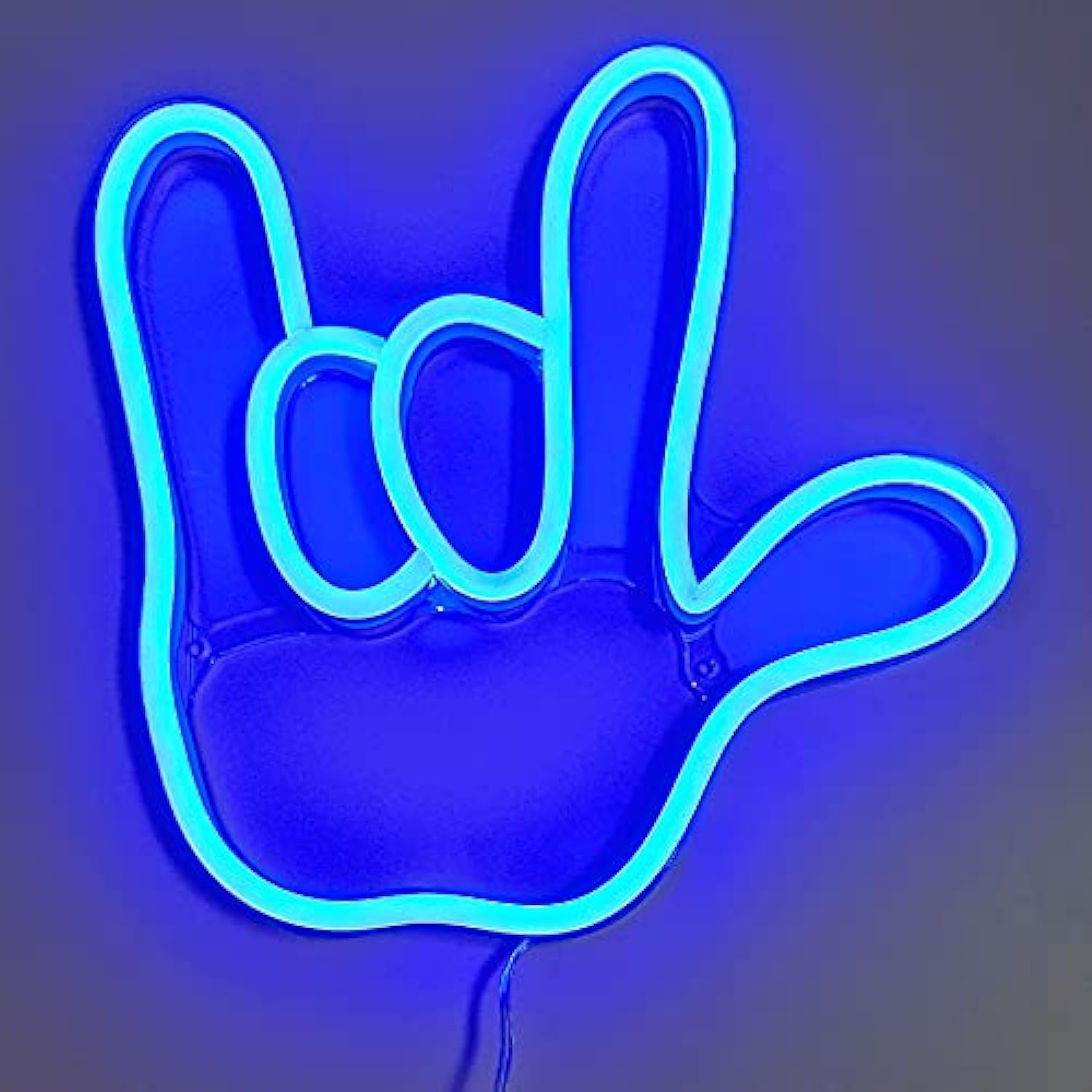 BPA LED Neon Signs I Love You Gesture Finger Neon Light Sign Portable Battery Powered Neon Sign Lights for Bedroom,Living Room, Christmas,Party as Kids Gift (Blue, Love Gesture)
