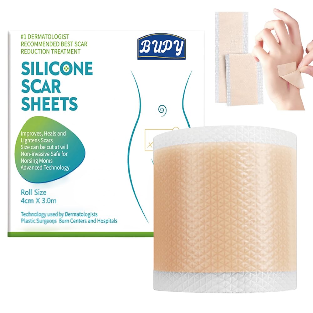 Mineup Pansement Silicone Cicatrice, 4cm x 150m Feuilles de Cicatrice en Silicone, Bande Silicone Cicatrice Réutilisables, imperméable pour cicatrices chirurgicales, chéloïdes, acné et brûlures