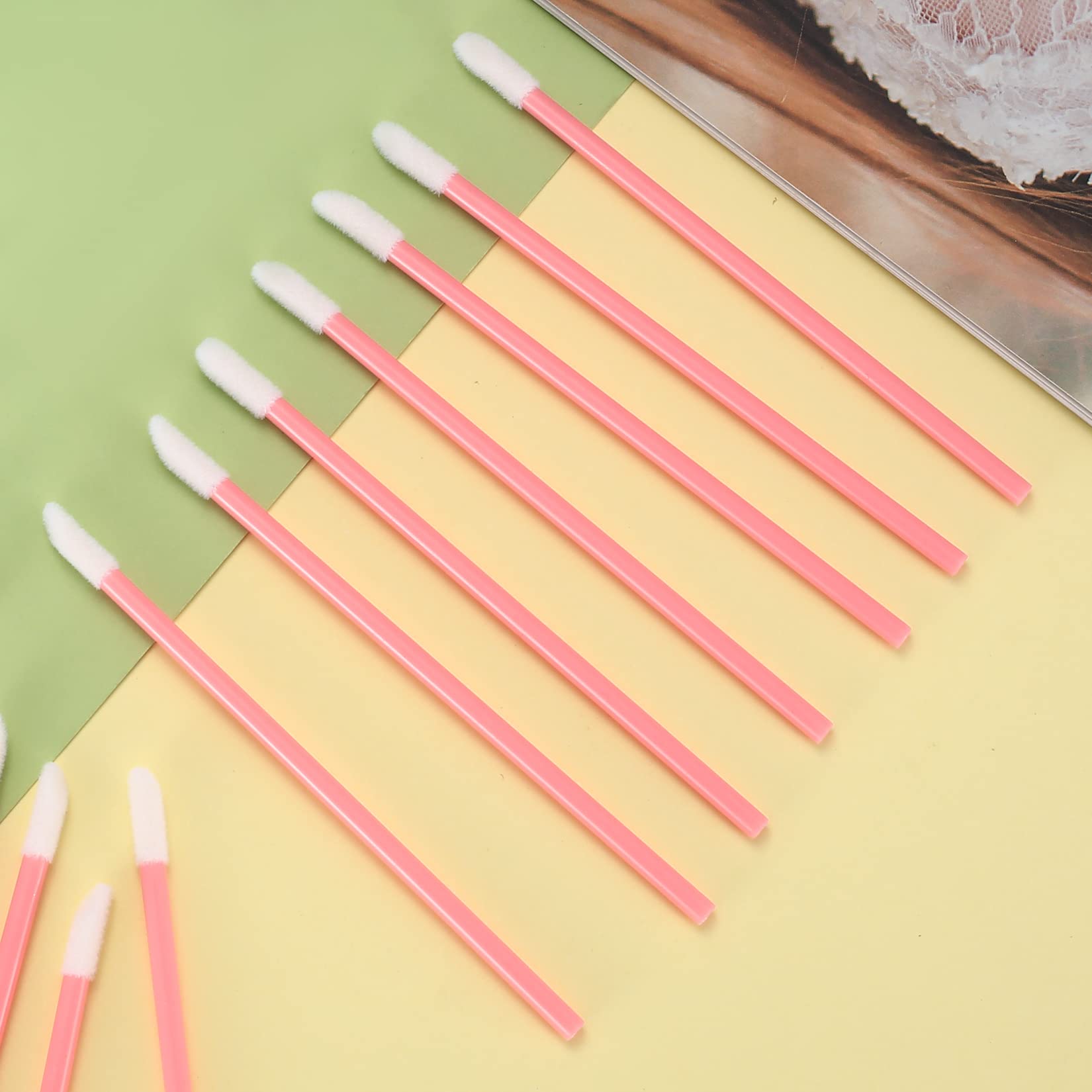 300 pezzi Spazzole per Labbra Rossetto, Pennelli Labbra, Trucco Pennello Bacchette Strumento Applicatore Trucco di Bellezza, Lip Gloss Applicatore Bacchette Pennello - Rosa