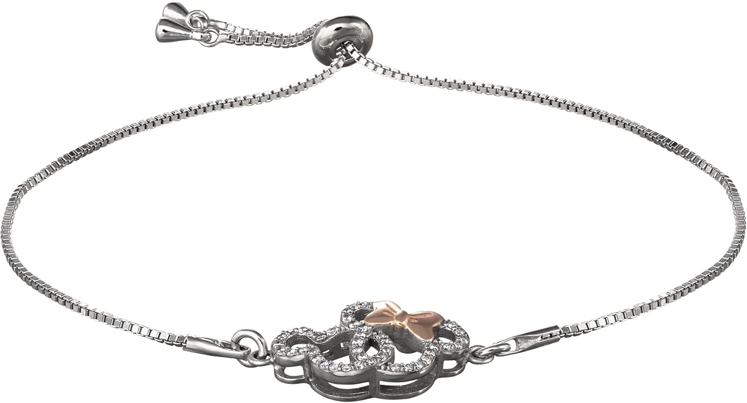 Miniatura 4 de Disney Mickey and Minnie Mouse Lariat Bracelet, Sterling Silver