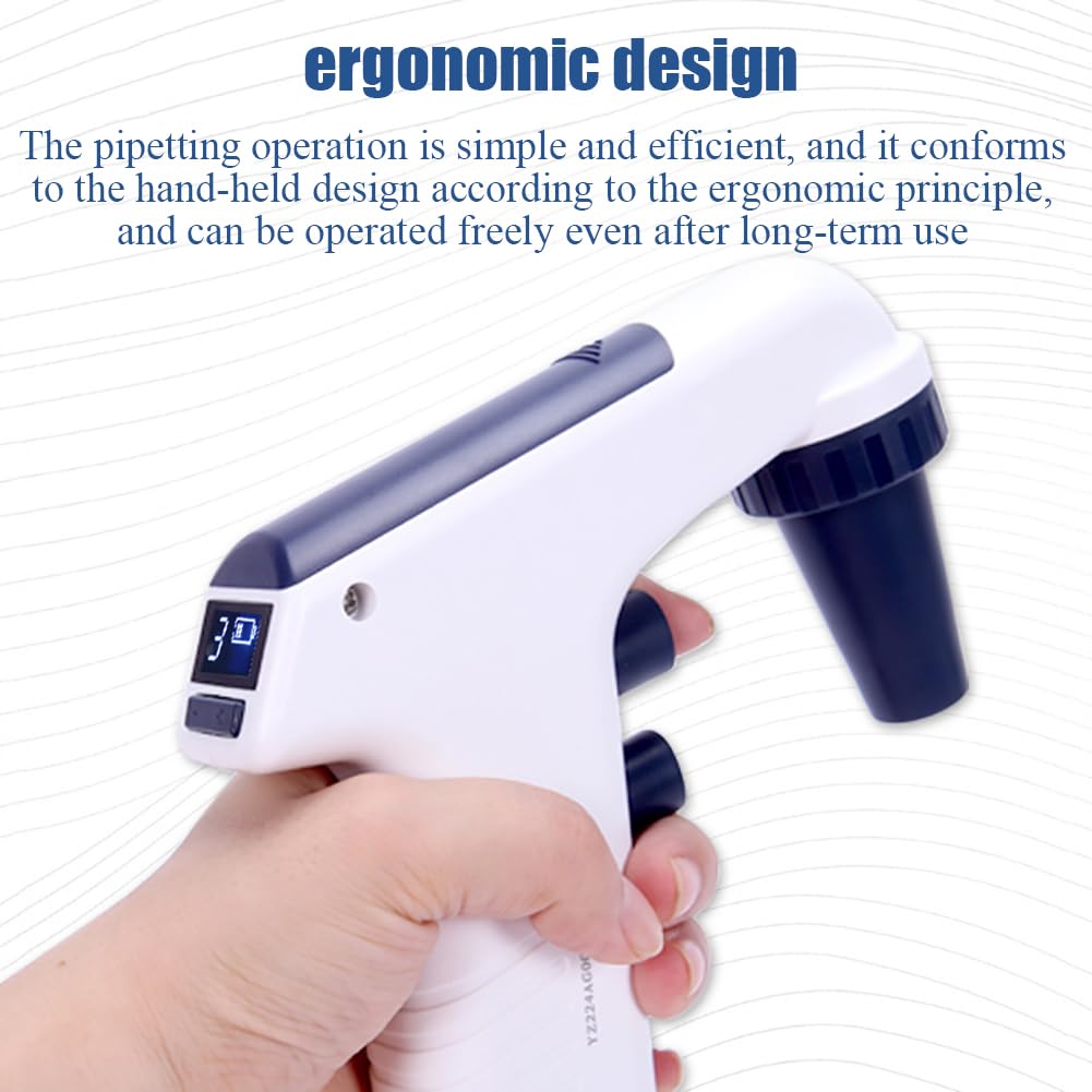 Pipettor eléctrico con pantalla LCD, velocidad de succión ajustable, volumen de 0,1 a 100 ml, opciones de drenaje duales, ideal para aplicaciones de laboratorio de biología y química